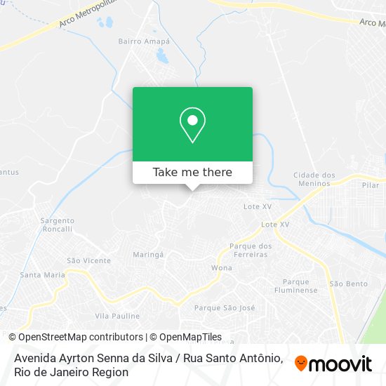 Mapa Avenida Ayrton Senna da Silva / Rua Santo Antônio