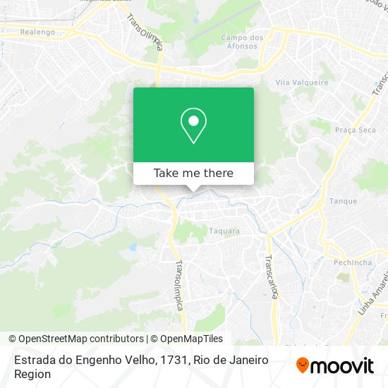 Estrada do Engenho Velho, 1731 map