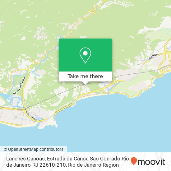 Mapa Lanches Canoas, Estrada da Canoa São Conrado Rio de Janeiro-RJ 22610-210