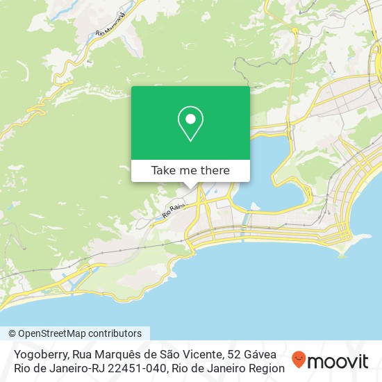 Mapa Yogoberry, Rua Marquês de São Vicente, 52 Gávea Rio de Janeiro-RJ 22451-040