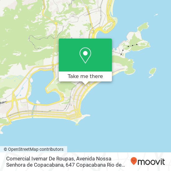 Comercial Ivemar De Roupas, Avenida Nossa Senhora de Copacabana, 647 Copacabana Rio de Janeiro-RJ 22050-002 map