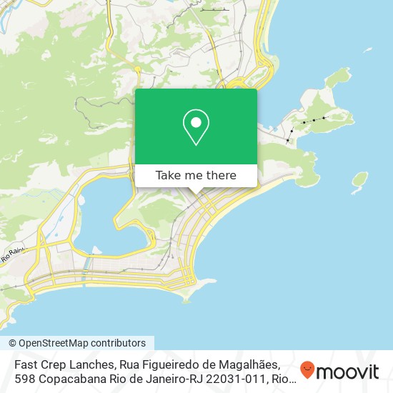 Mapa Fast Crep Lanches, Rua Figueiredo de Magalhães, 598 Copacabana Rio de Janeiro-RJ 22031-011