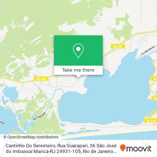 Mapa Cantinho Do Seresteiro, Rua Guarapari, 36 São José do Imbassaí Maricá-RJ 24931-105