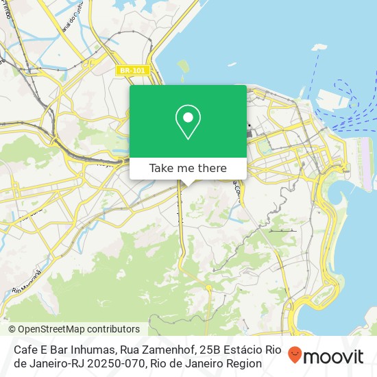 Mapa Cafe E Bar Inhumas, Rua Zamenhof, 25B Estácio Rio de Janeiro-RJ 20250-070