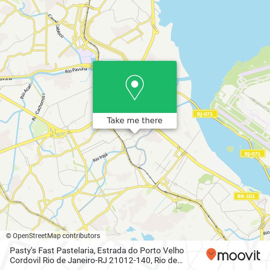 Mapa Pasty's Fast Pastelaria, Estrada do Porto Velho Cordovil Rio de Janeiro-RJ 21012-140
