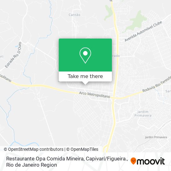Mapa Restaurante Opa Comida Mineira, Capivarí / Figueira.