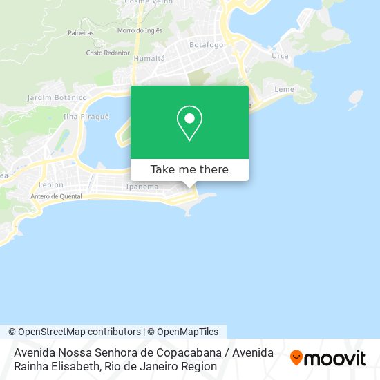 Mapa Avenida Nossa Senhora de Copacabana / Avenida Rainha Elisabeth