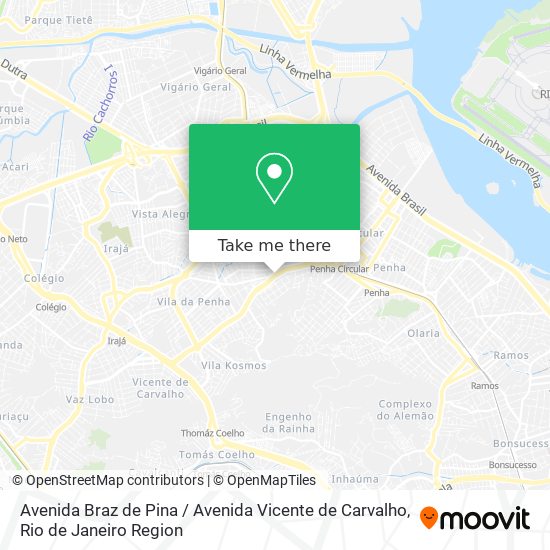 Mapa Avenida Braz de Pina / Avenida Vicente de Carvalho