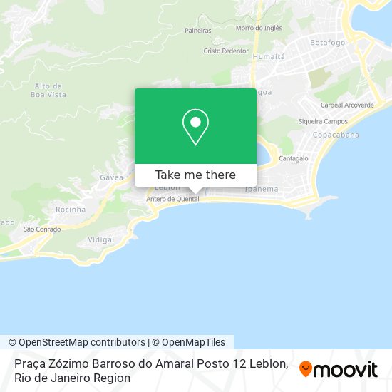 Mapa Praça Zózimo Barroso do Amaral Posto 12 Leblon