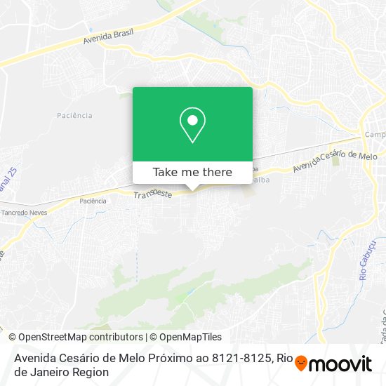 Mapa Avenida Cesário de Melo Próximo ao 8121-8125