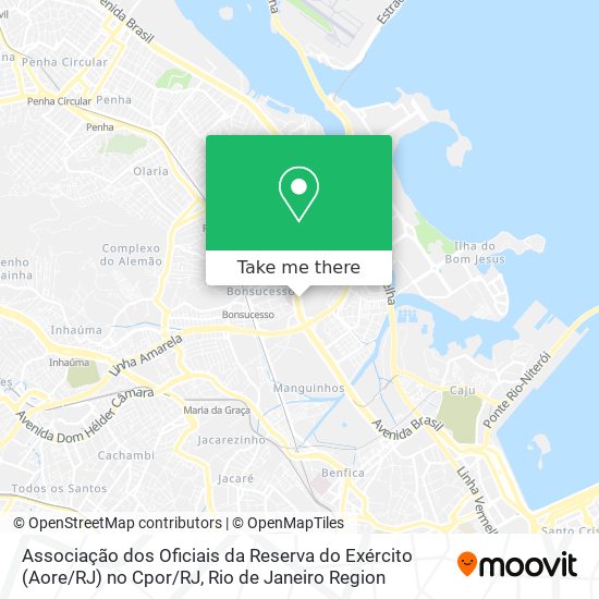 Mapa Associação dos Oficiais da Reserva do Exército (Aore / RJ) no Cpor / RJ