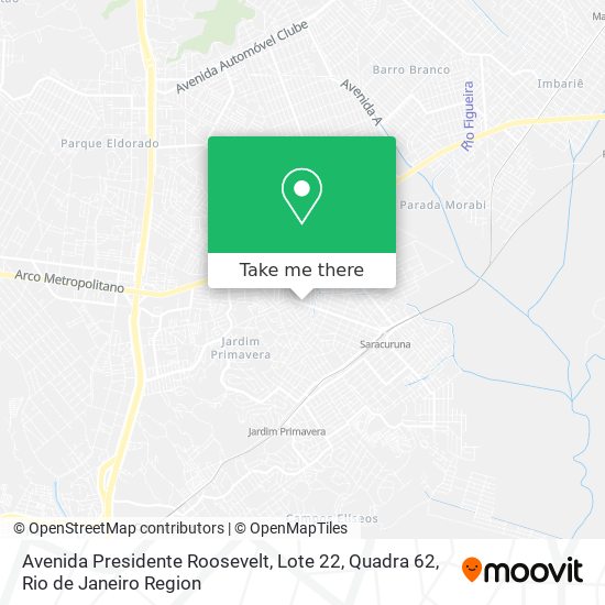 Mapa Avenida Presidente Roosevelt, Lote 22, Quadra 62