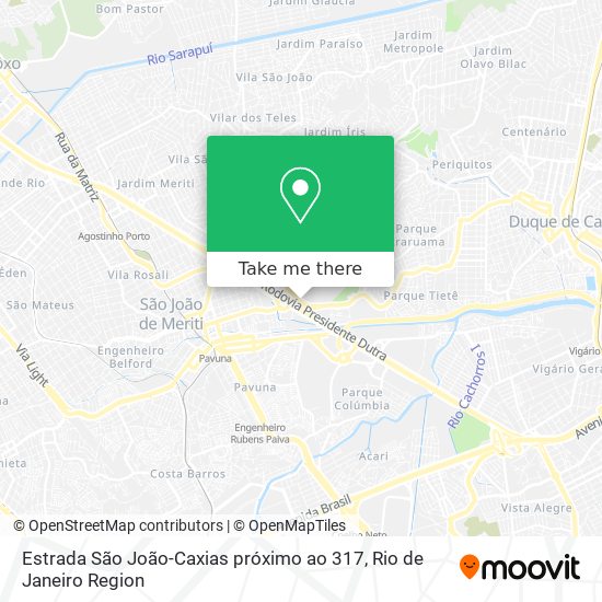 Mapa Estrada São João-Caxias próximo ao 317