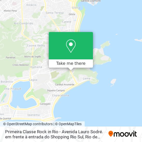 Mapa Primeira Classe Rock in Rio - Avenida Lauro Sodré. em frente à entrada do Shopping Rio Sul
