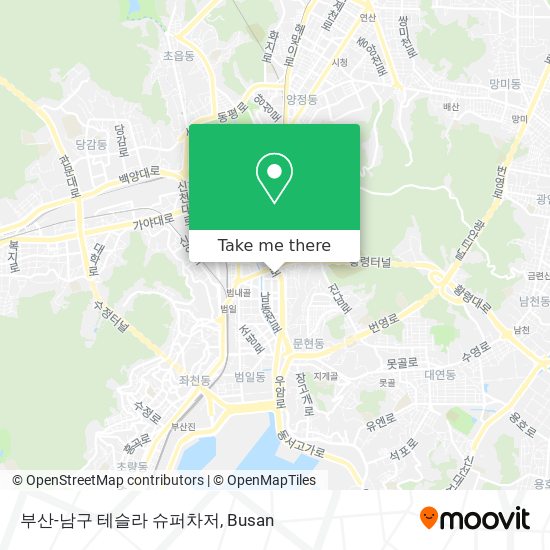 부산-남구 테슬라 슈퍼차저 map