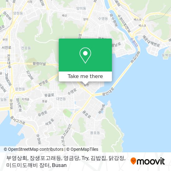 부영상회, 장생포고래등, 영금당, Try, 김밥집, 닭강정, 미드미도깨비 장터 map