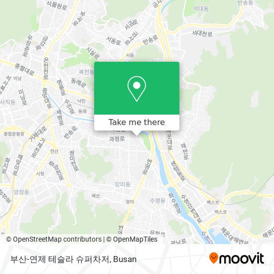 부산-연제 테슬라 슈퍼차저 map