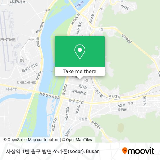 사상역 1번 출구 방면 쏘카존(socar) map