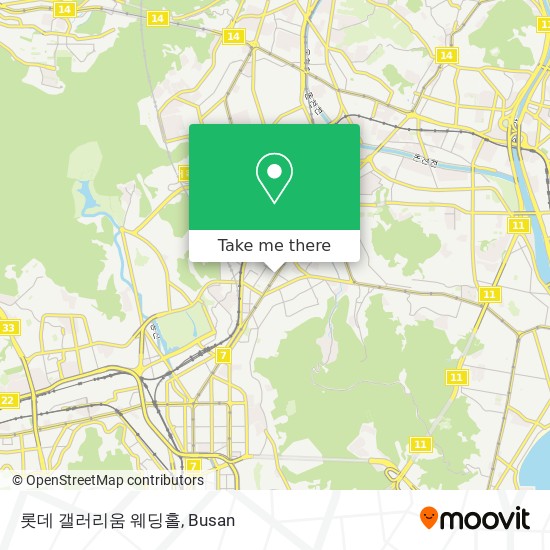 How to get to 롯데 갤러리움 웨딩홀 in 연제구 by Bus, Metro or Light Rail