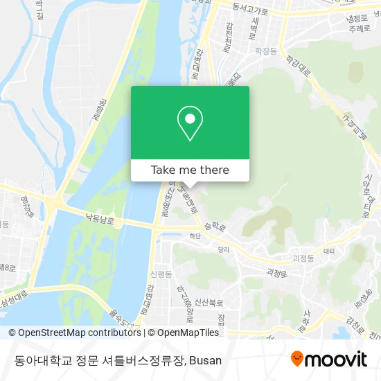 동아대학교 정문 셔틀버스정류장 map