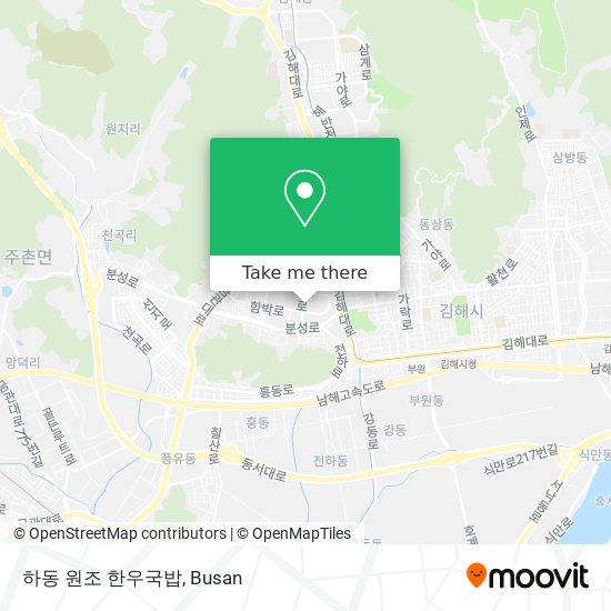 How to get to 하동 원조 한우국밥 in 김해시 by Light Rail, Metro or Bus?