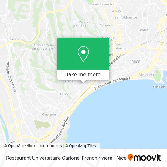 Mapa Restaurant Universitaire Carlone