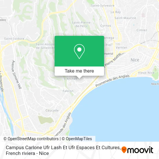 Campus Carlone Ufr Lash Et Ufr Espaces Et Cultures map