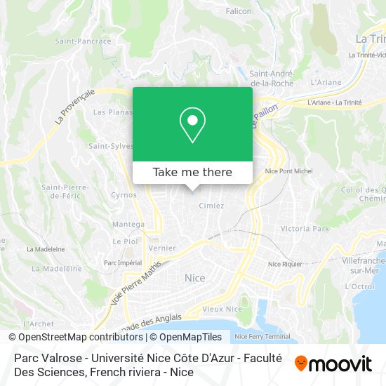 Mapa Parc Valrose - Université Nice Côte D'Azur - Faculté Des Sciences