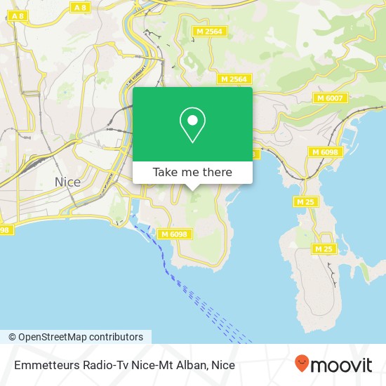 Emmetteurs Radio-Tv Nice-Mt Alban map