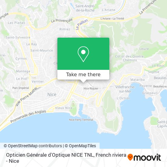 Opticien Générale d'Optique NICE TNL map