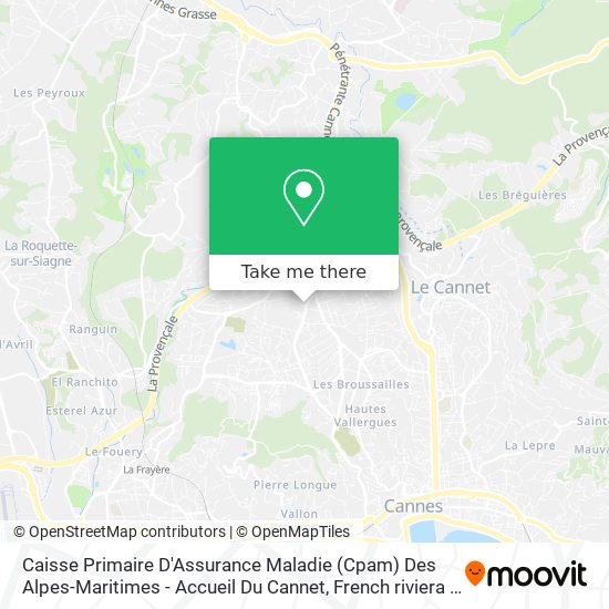 Caisse Primaire D'Assurance Maladie (Cpam) Des Alpes-Maritimes - Accueil Du Cannet map