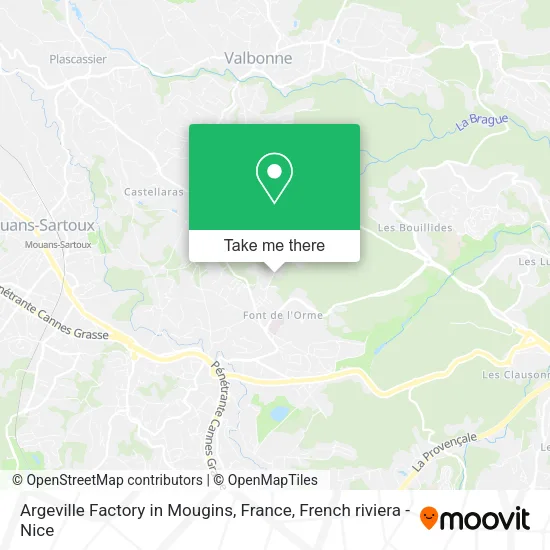 Argeville Factory in Mougins, France map