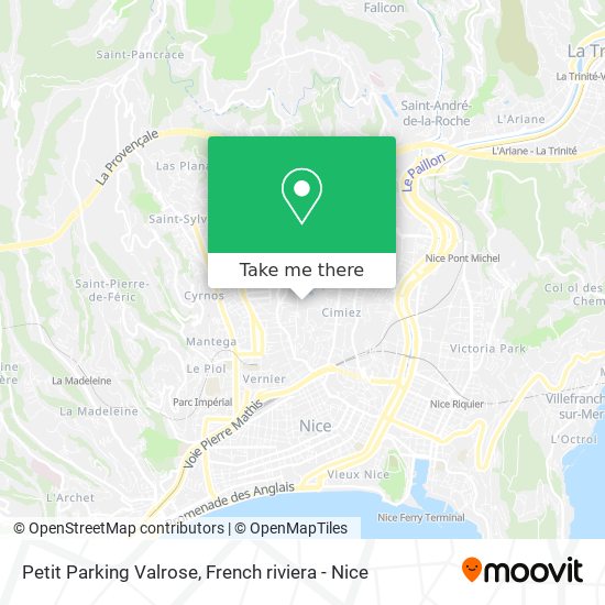 Petit Parking Valrose map
