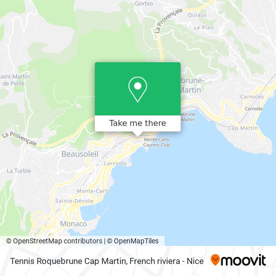 Tennis Roquebrune Cap Martin map