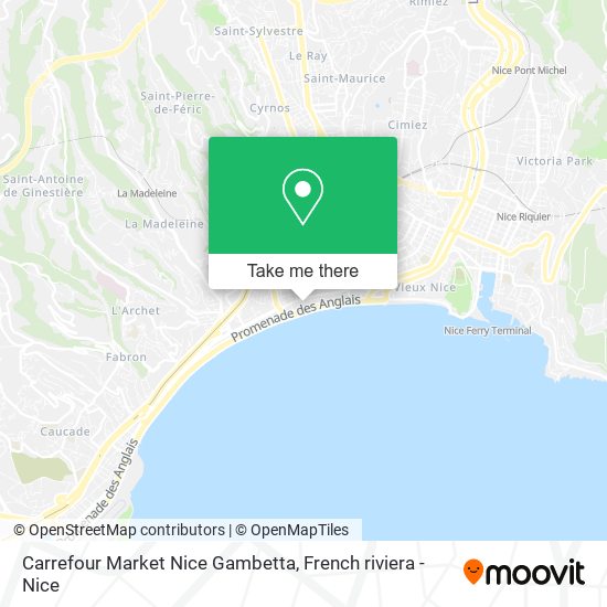 Mapa Carrefour Market Nice Gambetta