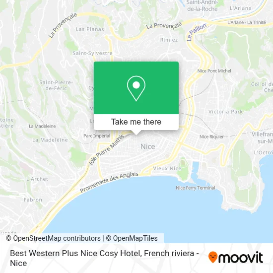 Best Western Plus Nice Cosy Hotel map