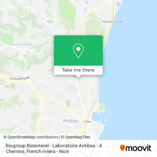 Mapa Biogroup Bioesterel - Laboratoire Antibes - 4 Chemins