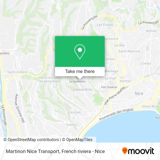 Martinon Nice Transport map