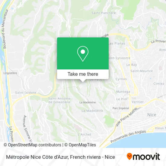 Métropole Nice Côte d'Azur map