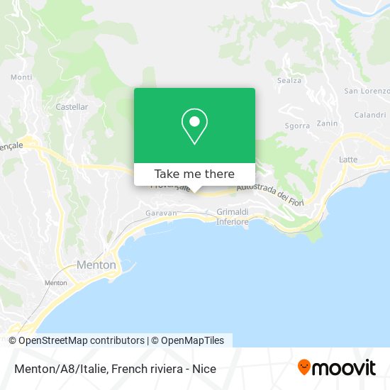 Mapa Menton/A8/Italie