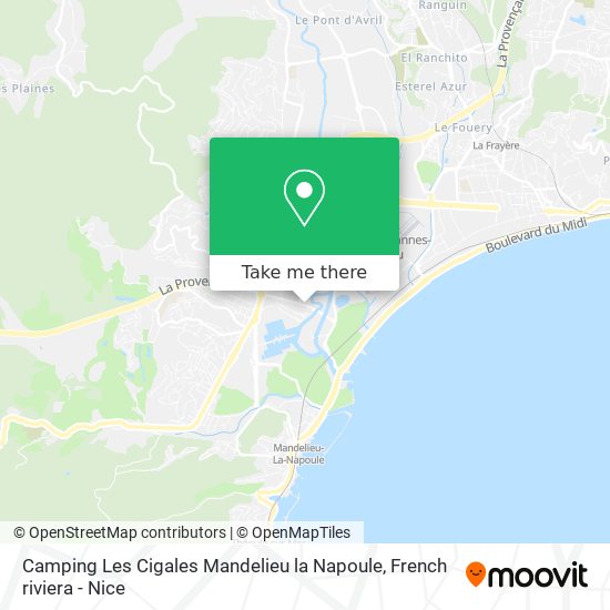 Camping Les Cigales Mandelieu la Napoule map