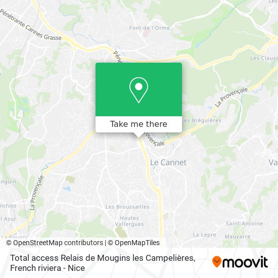 Total access Relais de Mougins les Campelières map