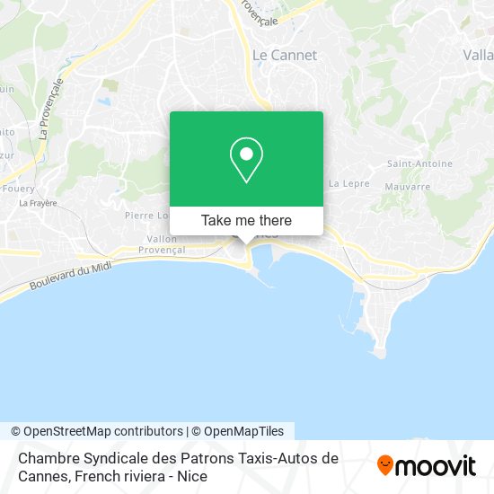 Mapa Chambre Syndicale des Patrons Taxis-Autos de Cannes
