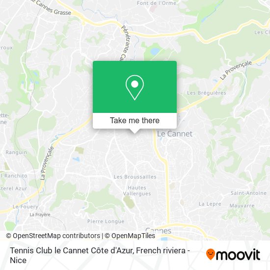 Tennis Club le Cannet Côte d'Azur map