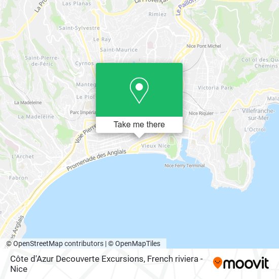 Mapa Côte d'Azur Decouverte Excursions