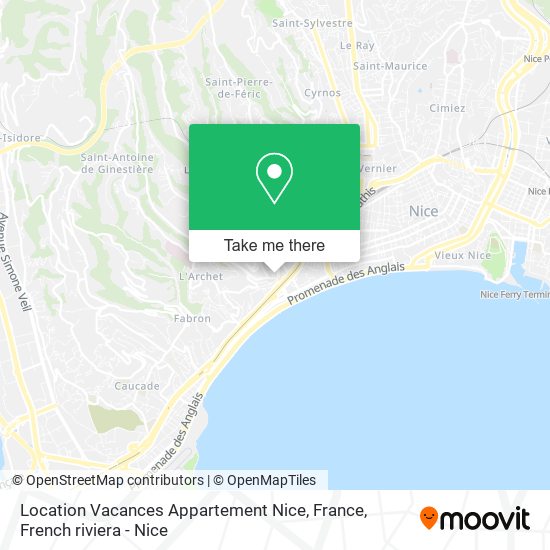 Location Vacances Appartement Nice, France map