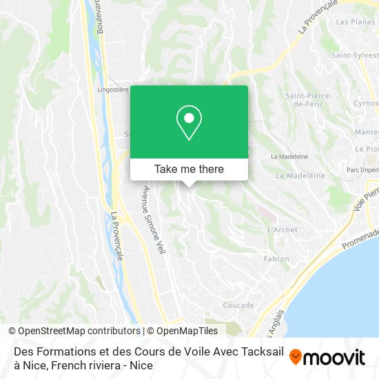 Mapa Des Formations et des Cours de Voile Avec Tacksail à Nice