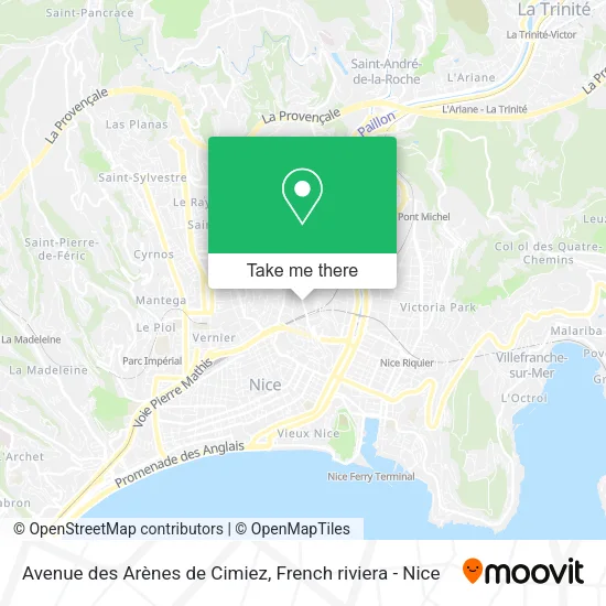 Avenue des Arènes de Cimiez map