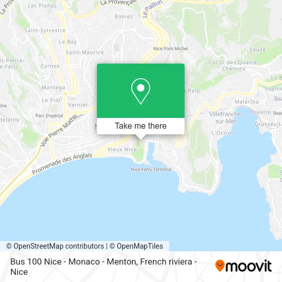 Bus 100 Nice - Monaco - Menton map