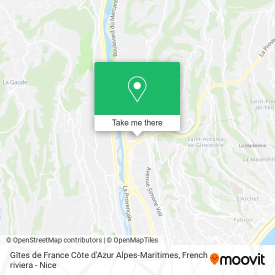 Mapa Gîtes de France Côte d'Azur Alpes-Maritimes